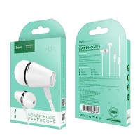 Гарнитура HOCO M34 Honor Music 3.5мм, внутриканальная, 1.2м (белый)